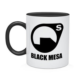 Кружка двухцветная с принтом Black mesa Black logo в Санкт-Петербурге, керамика | объем — 330 мл, диаметр — 80 мм. Цветная ручка и кайма сверху, в некоторых цветах — вся внутренняя часть | black mesa | игры | компьютерные игры