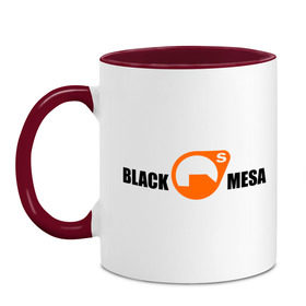 Кружка двухцветная с принтом Black mesa Main logo в Санкт-Петербурге, керамика | объем — 330 мл, диаметр — 80 мм. Цветная ручка и кайма сверху, в некоторых цветах — вся внутренняя часть | black mesa | игры | компьютерные игры