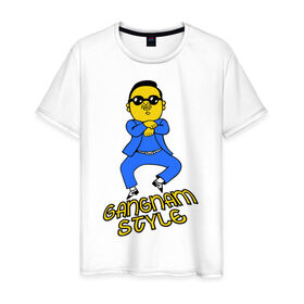 Мужская футболка хлопок с принтом Gangnam style в Санкт-Петербурге, 100% хлопок | прямой крой, круглый вырез горловины, длина до линии бедер, слегка спущенное плечо. | gangnam style | ганга стаил | интернет приколы | корецц | японец