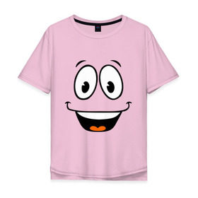 Мужская футболка хлопок Oversize с принтом Радостный смайлик в Санкт-Петербурге, 100% хлопок | свободный крой, круглый ворот, “спинка” длиннее передней части | cool777 | smile | смайл | смайлик | улыбка