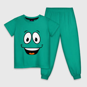Детская пижама хлопок с принтом Радостный смайлик в Санкт-Петербурге, 100% хлопок |  брюки и футболка прямого кроя, без карманов, на брюках мягкая резинка на поясе и по низу штанин
 | Тематика изображения на принте: cool777 | smile | смайл | смайлик | улыбка