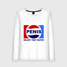 Женский лонгслив хлопок с принтом Penis Enjoy the taste в Санкт-Петербурге, 100% хлопок |  | penis | pepsi | антибренд | пепси