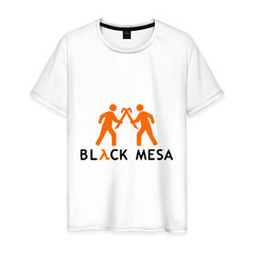 Мужская футболка хлопок с принтом Black mesa Orange men в Санкт-Петербурге, 100% хлопок | прямой крой, круглый вырез горловины, длина до линии бедер, слегка спущенное плечо. | black mesa | игры | компьютерные игры