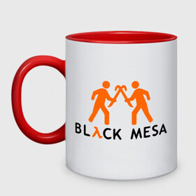 Кружка двухцветная с принтом Black mesa Orange men в Санкт-Петербурге, керамика | объем — 330 мл, диаметр — 80 мм. Цветная ручка и кайма сверху, в некоторых цветах — вся внутренняя часть | black mesa | игры | компьютерные игры