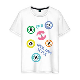 Мужская футболка хлопок с принтом Gangnam print в Санкт-Петербурге, 100% хлопок | прямой крой, круглый вырез горловины, длина до линии бедер, слегка спущенное плечо. | gangnam style | интернет приколы | корейский репер | корейский рэп | корея