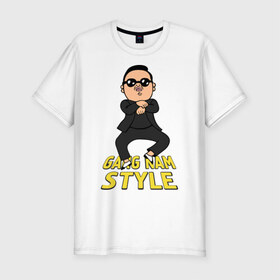 Мужская футболка премиум с принтом Gangnam style real в Санкт-Петербурге, 92% хлопок, 8% лайкра | приталенный силуэт, круглый вырез ворота, длина до линии бедра, короткий рукав | 