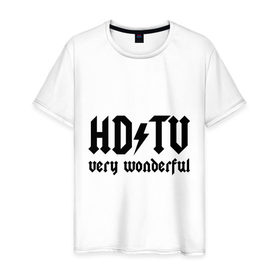 Мужская футболка хлопок с принтом HD TV - Very Wonderful в Санкт-Петербурге, 100% хлопок | прямой крой, круглый вырез горловины, длина до линии бедер, слегка спущенное плечо. | acdc | антибренд | высокое разрешение | изображение | музыка | пиксели | телевидение | хорошее качество