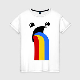 Женская футболка хлопок с принтом Funny Rainbow в Санкт-Петербурге, 100% хлопок | прямой крой, круглый вырез горловины, длина до линии бедер, слегка спущенное плечо | 