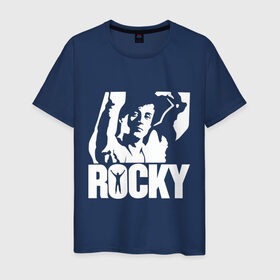 Мужская футболка хлопок с принтом Рокки Бальбоа (Rocky) в Санкт-Петербурге, 100% хлопок | прямой крой, круглый вырез горловины, длина до линии бедер, слегка спущенное плечо. | rocky | рокки | рокки бальбоа