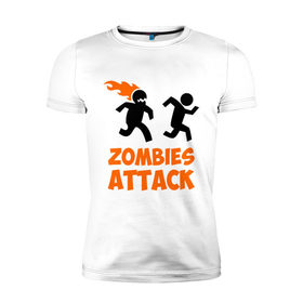 Мужская футболка премиум с принтом Zombies Attack в Санкт-Петербурге, 92% хлопок, 8% лайкра | приталенный силуэт, круглый вырез ворота, длина до линии бедра, короткий рукав | 