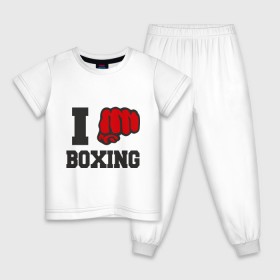 Детская пижама хлопок с принтом i love boxing - я люблю бокс в Санкт-Петербурге, 100% хлопок |  брюки и футболка прямого кроя, без карманов, на брюках мягкая резинка на поясе и по низу штанин
 | sport | боксер | боксировать | кулак | ринг | рука | спорт | спортсмен | удар
