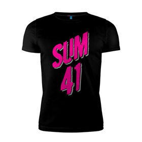 Мужская футболка премиум с принтом Sum 41 logo в Санкт-Петербурге, 92% хлопок, 8% лайкра | приталенный силуэт, круглый вырез ворота, длина до линии бедра, короткий рукав | Тематика изображения на принте: sum 41 | музыка | панк рок | рок | сам 41