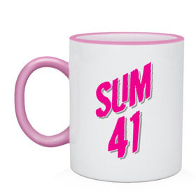 Кружка двухцветная с принтом Sum 41 logo в Санкт-Петербурге, керамика | объем — 330 мл, диаметр — 80 мм. Цветная ручка и кайма сверху, в некоторых цветах — вся внутренняя часть | sum 41 | музыка | панк рок | рок | сам 41