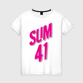Женская футболка хлопок с принтом Sum 41 logo в Санкт-Петербурге, 100% хлопок | прямой крой, круглый вырез горловины, длина до линии бедер, слегка спущенное плечо | sum 41 | музыка | панк рок | рок | сам 41
