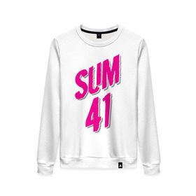 Женский свитшот хлопок с принтом Sum 41 logo в Санкт-Петербурге, 100% хлопок | прямой крой, круглый вырез, на манжетах и по низу широкая трикотажная резинка  | sum 41 | музыка | панк рок | рок | сам 41