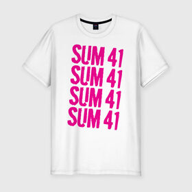 Мужская футболка премиум с принтом Sum 41 magenta в Санкт-Петербурге, 92% хлопок, 8% лайкра | приталенный силуэт, круглый вырез ворота, длина до линии бедра, короткий рукав | 