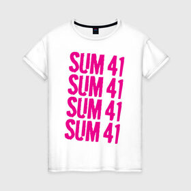 Женская футболка хлопок с принтом Sum 41 magenta в Санкт-Петербурге, 100% хлопок | прямой крой, круглый вырез горловины, длина до линии бедер, слегка спущенное плечо | 