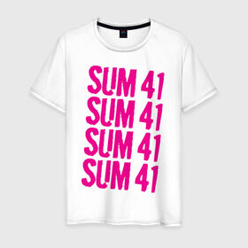 Мужская футболка хлопок с принтом Sum 41 magenta в Санкт-Петербурге, 100% хлопок | прямой крой, круглый вырез горловины, длина до линии бедер, слегка спущенное плечо. | Тематика изображения на принте: 