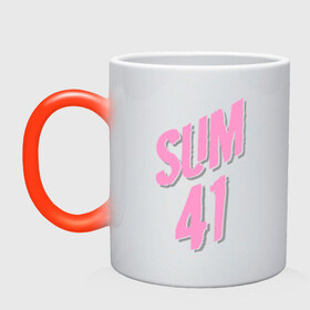 Кружка хамелеон с принтом Sum 41 pink в Санкт-Петербурге, керамика | меняет цвет при нагревании, емкость 330 мл | rock | музыка | музыкальные стили | панк | панк рок | рок