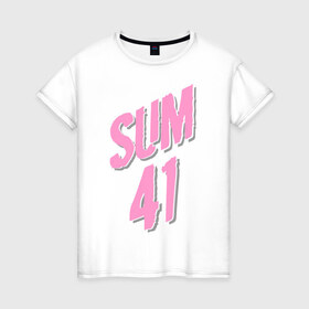Женская футболка хлопок с принтом Sum 41 pink в Санкт-Петербурге, 100% хлопок | прямой крой, круглый вырез горловины, длина до линии бедер, слегка спущенное плечо | rock | музыка | музыкальные стили | панк | панк рок | рок