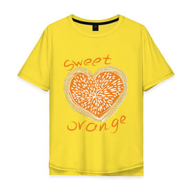 Мужская футболка хлопок Oversize с принтом сладкий апельсин в Санкт-Петербурге, 100% хлопок | свободный крой, круглый ворот, “спинка” длиннее передней части | 