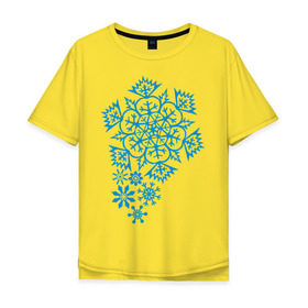 Мужская футболка хлопок Oversize с принтом Узор из снежинок в Санкт-Петербурге, 100% хлопок | свободный крой, круглый ворот, “спинка” длиннее передней части | 2013 | new year | год змеи | змея | мороз | новый год | снег | снежика