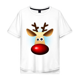 Мужская футболка хлопок Oversize с принтом WOW Deer в Санкт-Петербурге, 100% хлопок | свободный крой, круглый ворот, “спинка” длиннее передней части | 2013 | happy new year | new year | год змеи | дед мороз | новый год | олень