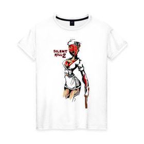 Женская футболка хлопок с принтом Silent Hill (медсестра) в Санкт-Петербурге, 100% хлопок | прямой крой, круглый вырез горловины, длина до линии бедер, слегка спущенное плечо | silent hill | кино | медсестра | мультфильмы и тв | сайлент хилл | сайллент хил