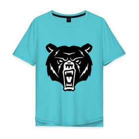 Мужская футболка хлопок Oversize с принтом Медведь в Санкт-Петербурге, 100% хлопок | свободный крой, круглый ворот, “спинка” длиннее передней части | Тематика изображения на принте: животное | зверь | зубы | клыки | мишка | оскал | пасть | хищник