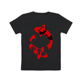 Детская футболка хлопок с принтом Карпы кои (koi fish) в Санкт-Петербурге, 100% хлопок | круглый вырез горловины, полуприлегающий силуэт, длина до линии бедер | koi fish | животные | искусство | карпы | карпы кои | прикольные картинки | рыбы | япония | японское