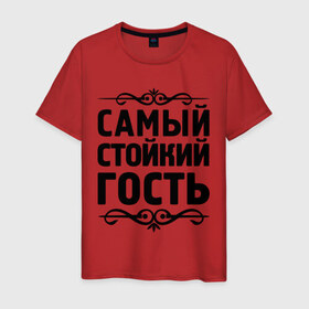 Мужская футболка хлопок с принтом Самый стойкий гость в Санкт-Петербурге, 100% хлопок | прямой крой, круглый вырез горловины, длина до линии бедер, слегка спущенное плечо. | гость | для гостей | самые | самые лучшие | самый стойкий гость | стойкость