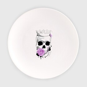 Тарелка с принтом Skull with rose в Санкт-Петербурге, фарфор | диаметр - 210 мм
диаметр для нанесения принта - 120 мм | rock | rose | роза | рок | рок музыка | череп