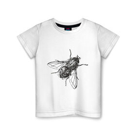 Детская футболка хлопок с принтом Назойливая муха в Санкт-Петербурге, 100% хлопок | круглый вырез горловины, полуприлегающий силуэт, длина до линии бедер | Тематика изображения на принте: животные | муха | назойливая | назойливая муха | прикольные картинки