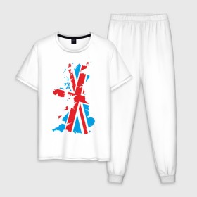 Мужская пижама хлопок с принтом карта британии в Санкт-Петербурге, 100% хлопок | брюки и футболка прямого кроя, без карманов, на брюках мягкая резинка на поясе и по низу штанин
 | лондон