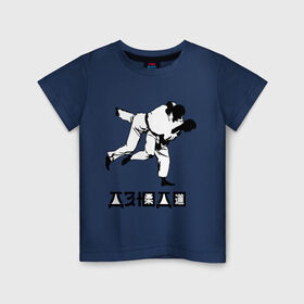Детская футболка хлопок с принтом Дзюдо (3) в Санкт-Петербурге, 100% хлопок | круглый вырез горловины, полуприлегающий силуэт, длина до линии бедер | дзюдо