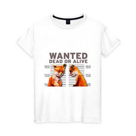 Женская футболка хлопок с принтом Опасный лис в Санкт-Петербурге, 100% хлопок | прямой крой, круглый вырез горловины, длина до линии бедер, слегка спущенное плечо | лиса
