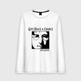 Мужской лонгслив хлопок с принтом John Lennon (Джон Леннон) Give Peace a Chance в Санкт-Петербурге, 100% хлопок |  | beatles | give peace a chance | john lennon | битлз | джон леннон | знаменитости | знаменитые личности | портрет