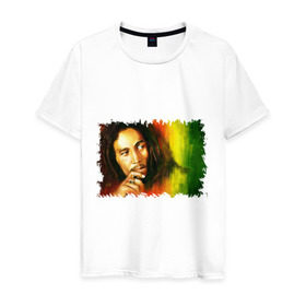 Мужская футболка хлопок с принтом Bob Marley в Санкт-Петербурге, 100% хлопок | прямой крой, круглый вырез горловины, длина до линии бедер, слегка спущенное плечо. | reggae | боб марли | музыка | музыкант | регги