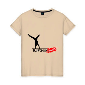 Женская футболка хлопок с принтом Turnikman 2013 в Санкт-Петербурге, 100% хлопок | прямой крой, круглый вырез горловины, длина до линии бедер, слегка спущенное плечо | workout | воркаут | тренажеры | турникмен | турникмэн