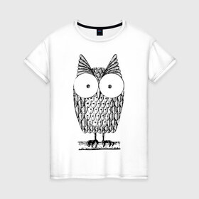 Женская футболка хлопок с принтом Owl grafic в Санкт-Петербурге, 100% хлопок | прямой крой, круглый вырез горловины, длина до линии бедер, слегка спущенное плечо | сова