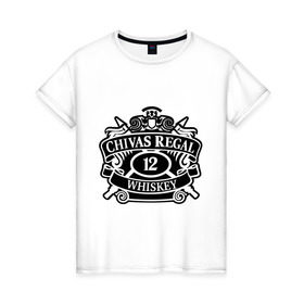Женская футболка хлопок с принтом Chivas Regal whiskey в Санкт-Петербурге, 100% хлопок | прямой крой, круглый вырез горловины, длина до линии бедер, слегка спущенное плечо | club | виски | для барменов | клубные