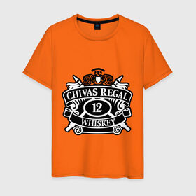 Мужская футболка хлопок с принтом Chivas Regal whiskey в Санкт-Петербурге, 100% хлопок | прямой крой, круглый вырез горловины, длина до линии бедер, слегка спущенное плечо. | club | виски | для барменов | клубные