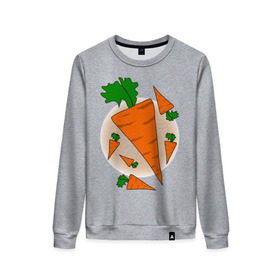 Женский свитшот хлопок с принтом Carrot в Санкт-Петербурге, 100% хлопок | прямой крой, круглый вырез, на манжетах и по низу широкая трикотажная резинка  | 14 feb | 14 февраля | влюбленным | день святого валентина | любовь | морковка | морковь | парные