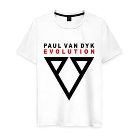Мужская футболка хлопок с принтом Paul Van Dyk - evolution в Санкт-Петербурге, 100% хлопок | прямой крой, круглый вырез горловины, длина до линии бедер, слегка спущенное плечо. | 