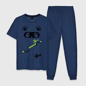 Мужская пижама хлопок с принтом Panda ninja в Санкт-Петербурге, 100% хлопок | брюки и футболка прямого кроя, без карманов, на брюках мягкая резинка на поясе и по низу штанин
 | Тематика изображения на принте: panda | бамбуковая панда | панда ниндзя