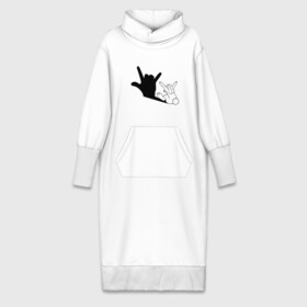Платье удлиненное хлопок с принтом Тень зайца в Санкт-Петербурге,  |  | животные | заяц | театр теней | тень