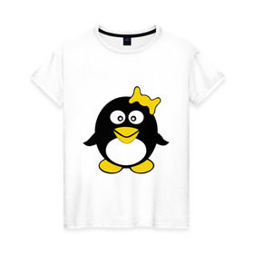 Женская футболка хлопок с принтом Пингвиночка в Санкт-Петербурге, 100% хлопок | прямой крой, круглый вырез горловины, длина до линии бедер, слегка спущенное плечо | 