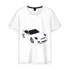 Мужская футболка хлопок с принтом Porsche (порше) в Санкт-Петербурге, 100% хлопок | прямой крой, круглый вырез горловины, длина до линии бедер, слегка спущенное плечо. | auto | авто | порше | тачки