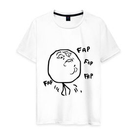 Мужская футболка хлопок с принтом Fap в Санкт-Петербурге, 100% хлопок | прямой крой, круглый вырез горловины, длина до линии бедер, слегка спущенное плечо. | face | fap | mem | интернет приколы | мем