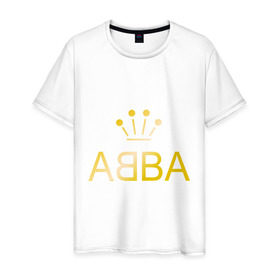 Мужская футболка хлопок с принтом ABBA золото в Санкт-Петербурге, 100% хлопок | прямой крой, круглый вырез горловины, длина до линии бедер, слегка спущенное плечо. | abba | абба | музыка